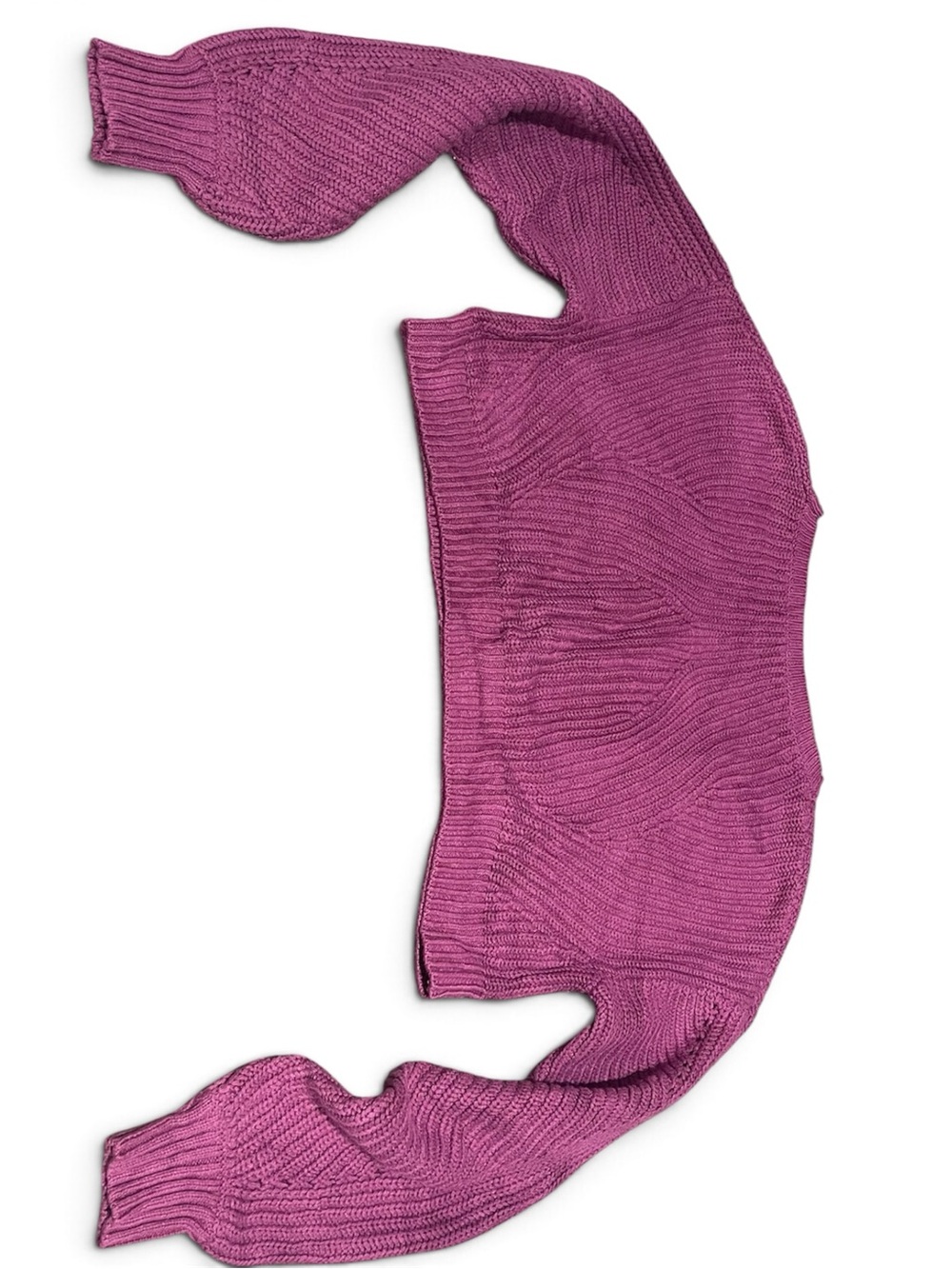 Anthropologie Fuchsia Cropped Knit Sweater - Picture 3 of 5